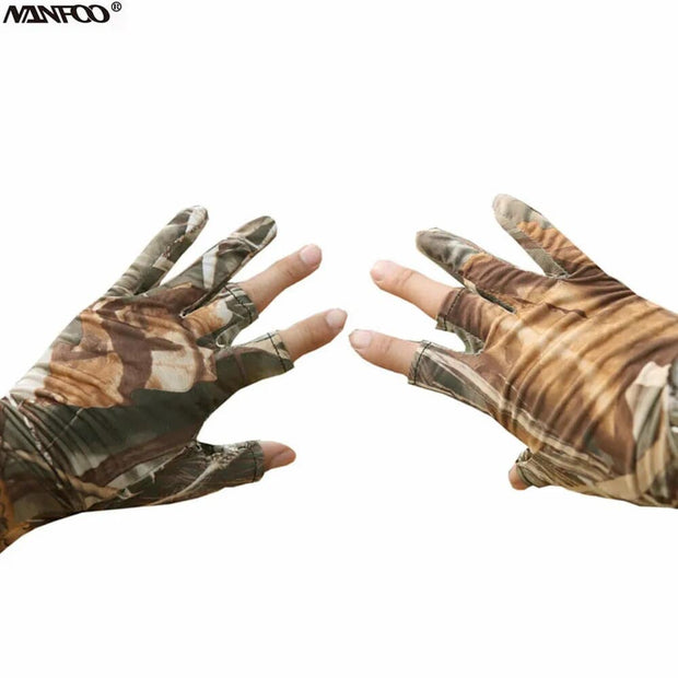 Summer Fingerless Anti-Skid Fishing Cycling Gloves Waterproof Bionic Camouflage Hunting Gloves Polyester Breathable Thin Gloves - The Gear Guy